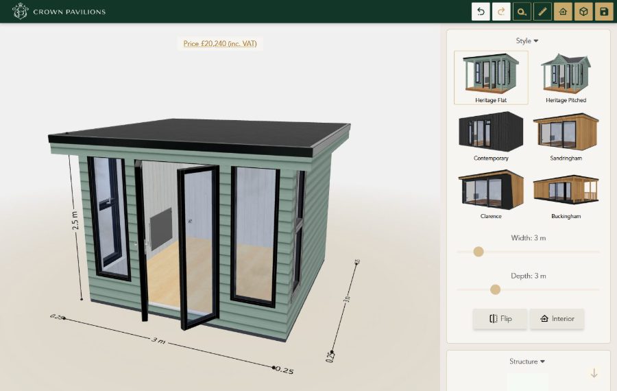 Configurador 3D de Crown Pavilions