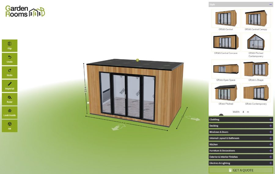 Configurador 3D de Garden Rooms 365