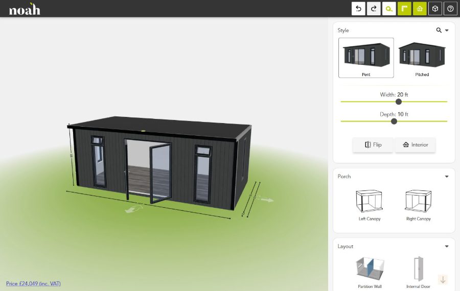Configurador 3D de Noah Garden Rooms