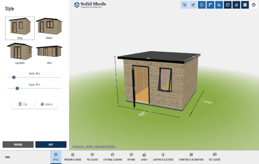 Configurador 3D de Solid Sheds