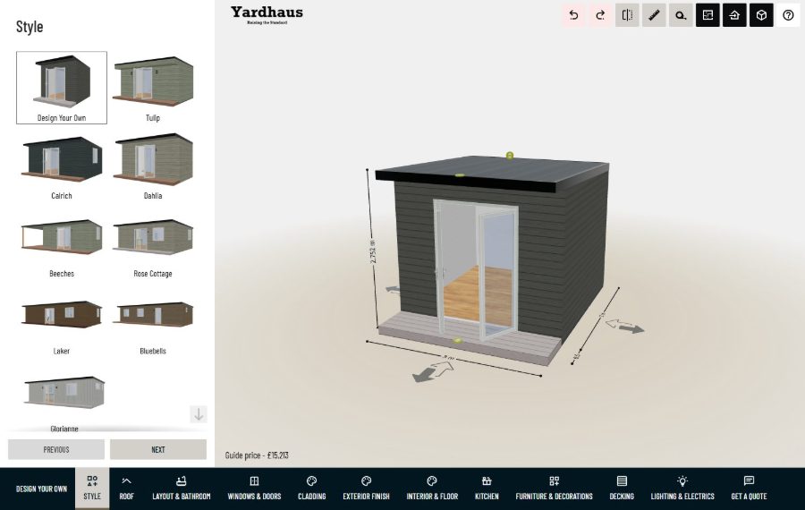Configurador 3D de Yardhaus