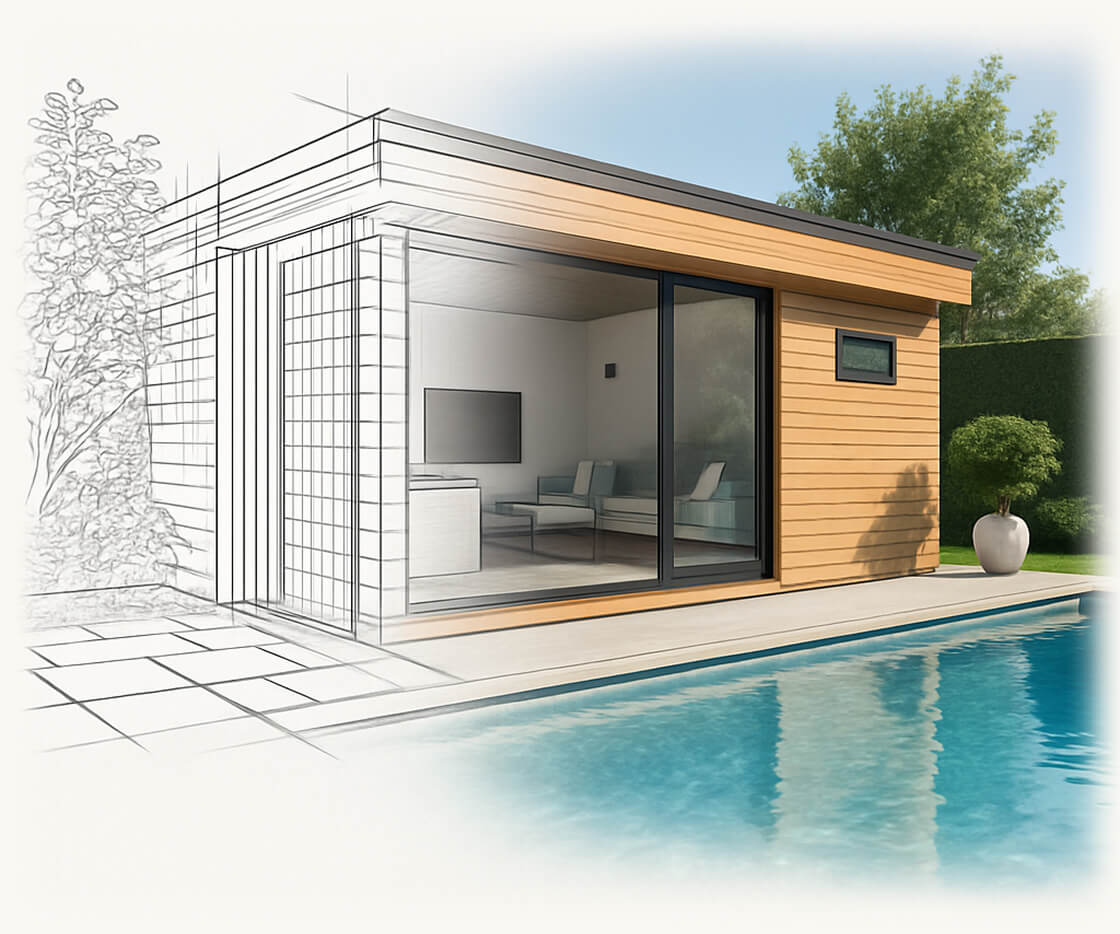 Imagen de fondo mostrando un diseño moderno de estudio de jardín